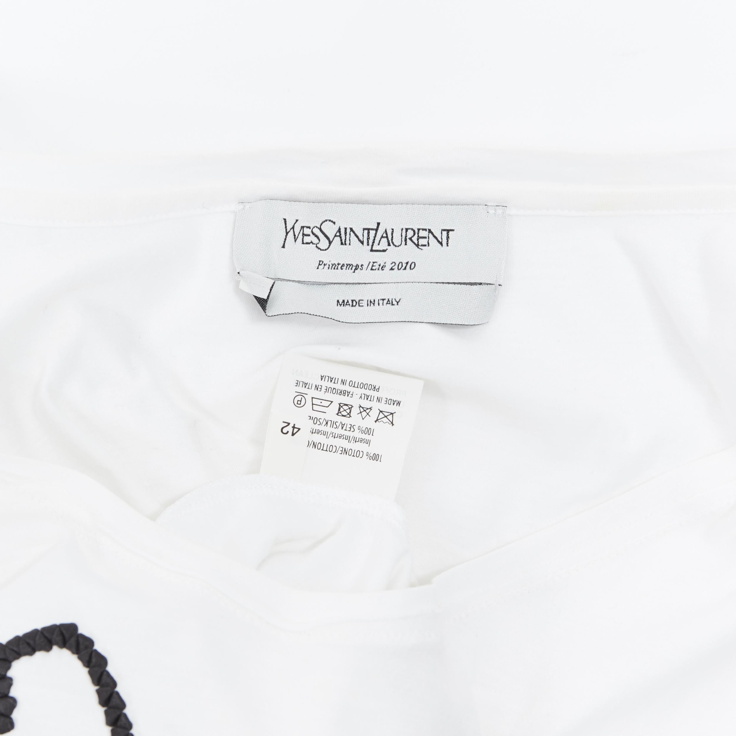 YVES SAINT LAURENT white cotton YSL logo embroidery sleeveless tank top FR42 2