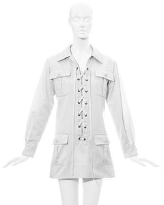 Yves Saint Laurent white gabardine cotton safari mini dress, c. 1968