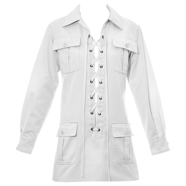 Yves Saint Laurent white gabardine cotton safari mini dress, c. 1968 For  Sale at 1stDibs | yves dubois gown, yves dubois dress, laurent dubois  clothing