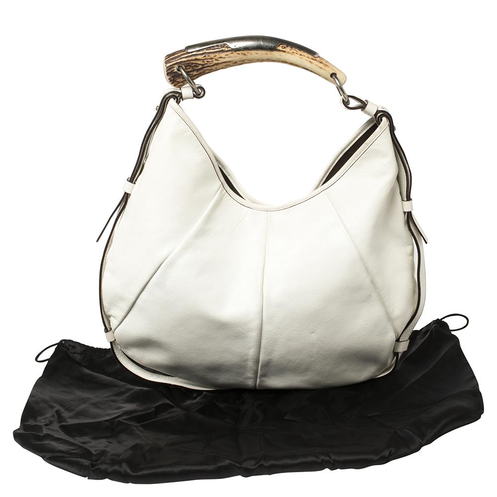 Yves Saint Laurent White Leather Mombasa Hobo 5