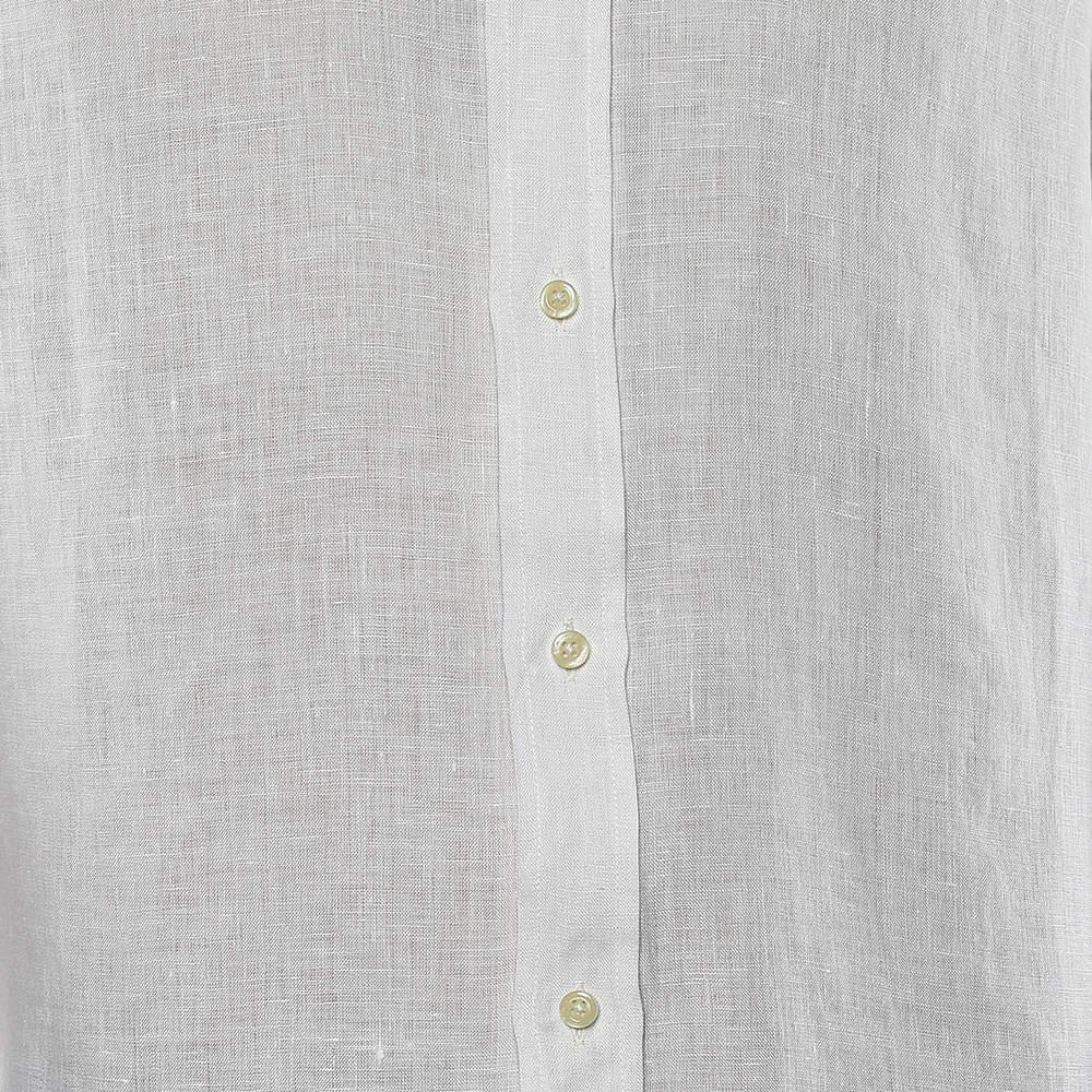 Yves Saint Laurent White Linen Button Front Shirt S In Good Condition For Sale In Dubai, Al Qouz 2