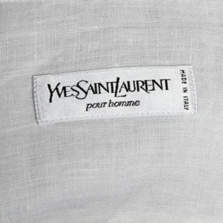 Men's Yves Saint Laurent White Linen Button Front Shirt S For Sale