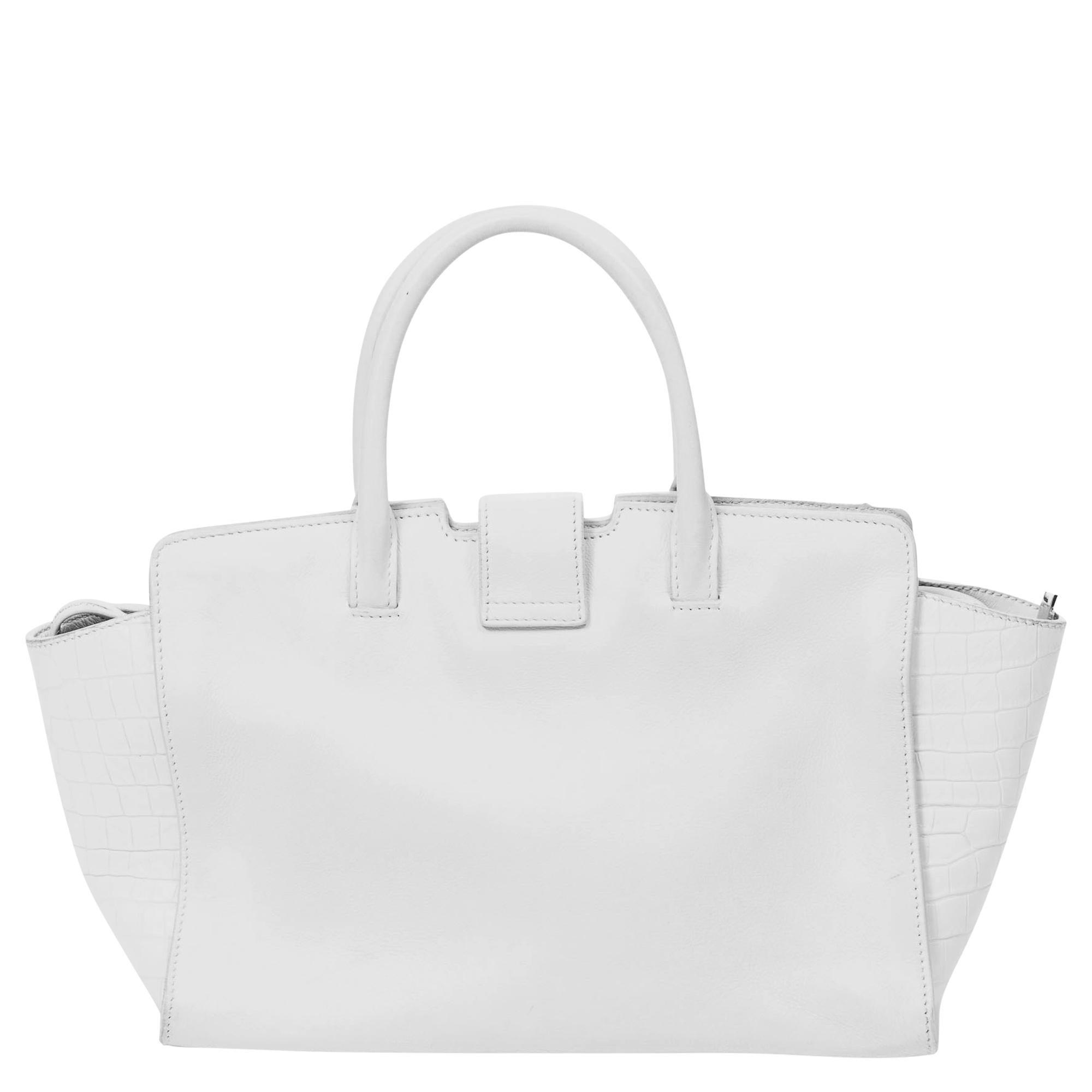 Yves Saint Laurent Weiße Logo-Tasche mit Logo im Zustand „Gut“ im Angebot in Atlanta, GA