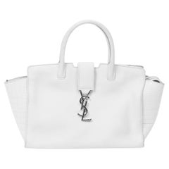 Used Yves Saint Laurent White Logo Tote