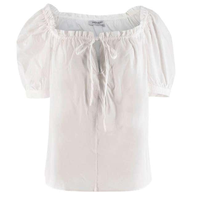 Yves Saint Laurent White Of The Shoulder Blouse - Estimated Size S at ...