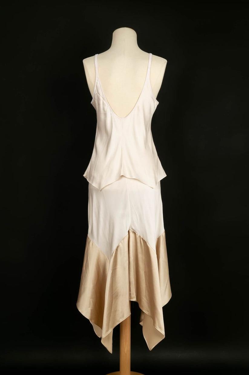 Yves Saint Laurent White Silk Dress In Excellent Condition For Sale In SAINT-OUEN-SUR-SEINE, FR