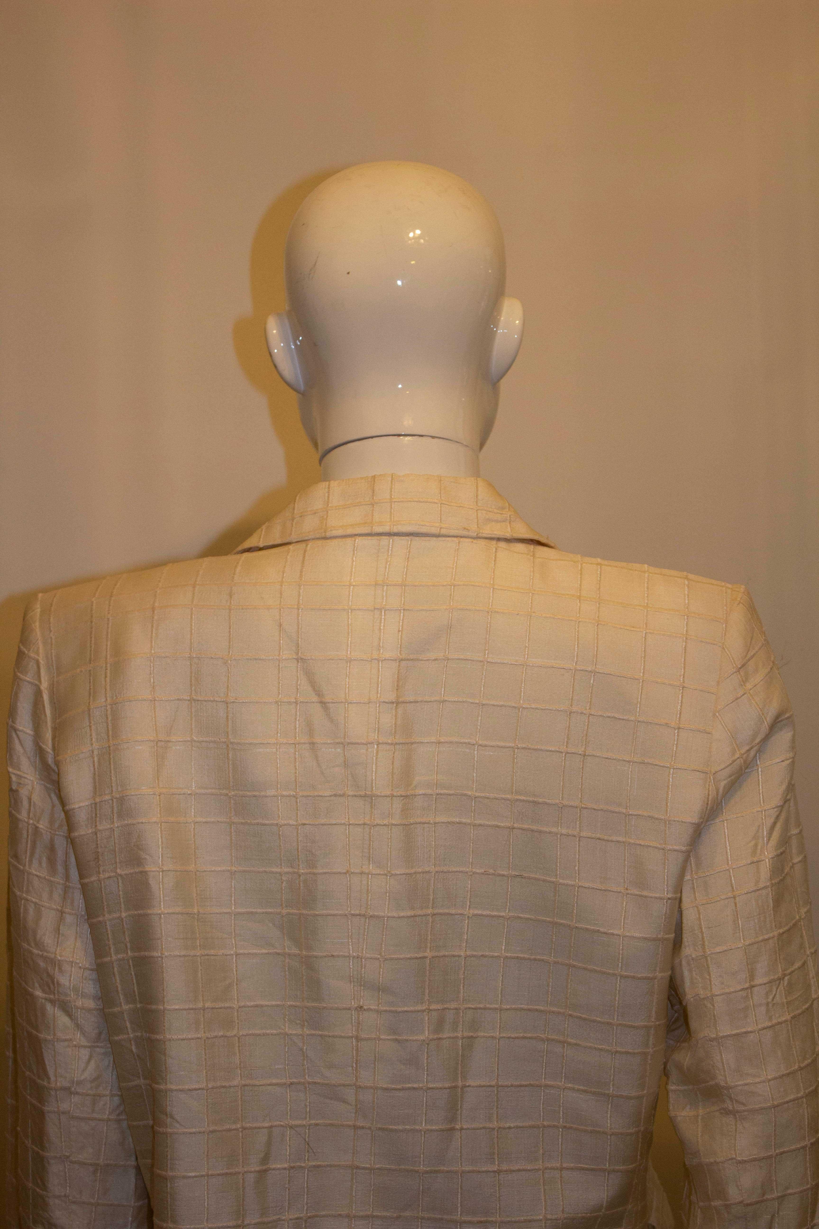 Yves Saint Laurent White Silk Jacket with Stitch Detail In Good Condition In London, GB