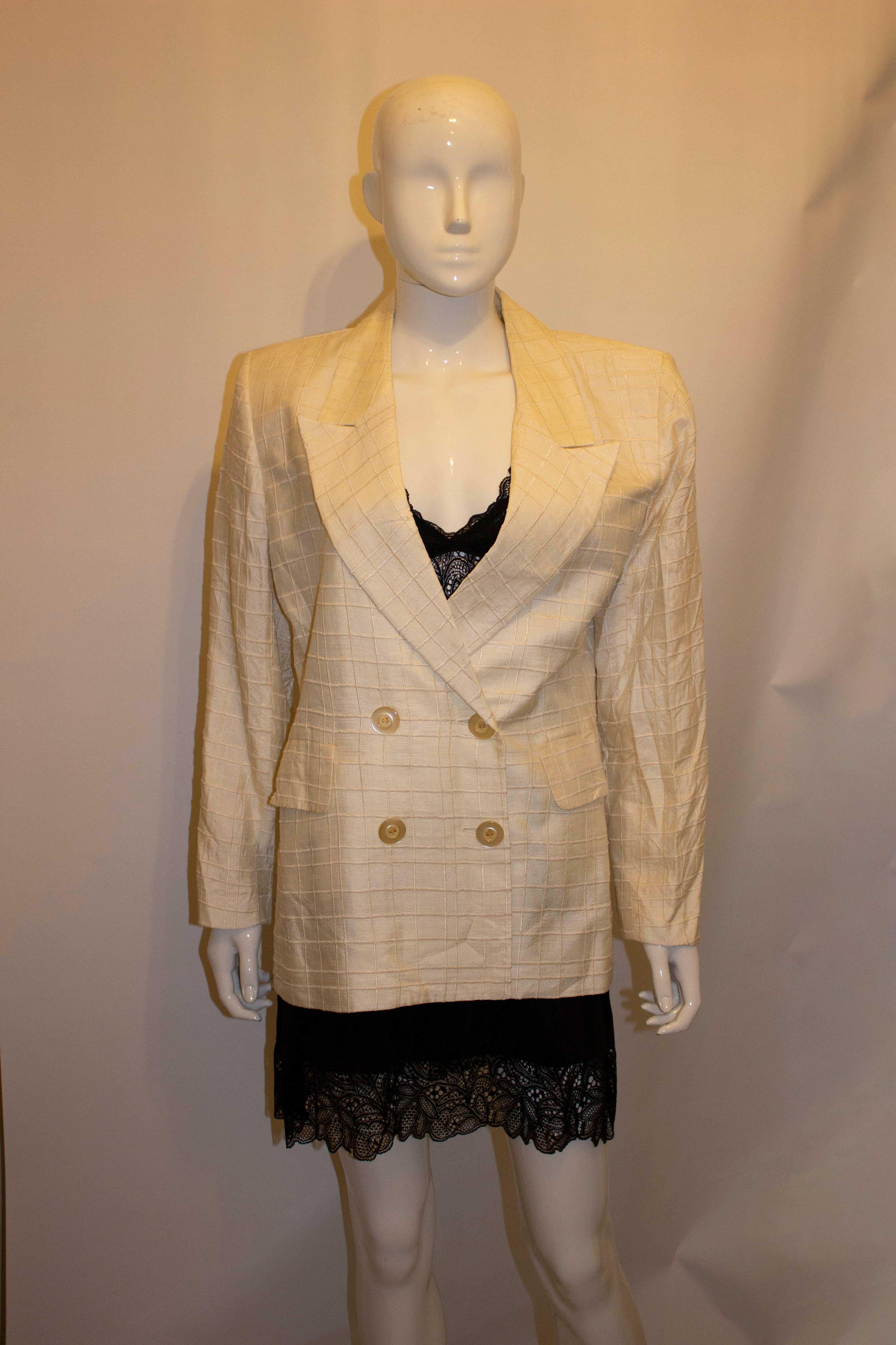 Yves Saint Laurent White Silk Jacket with Stitch Detail 1