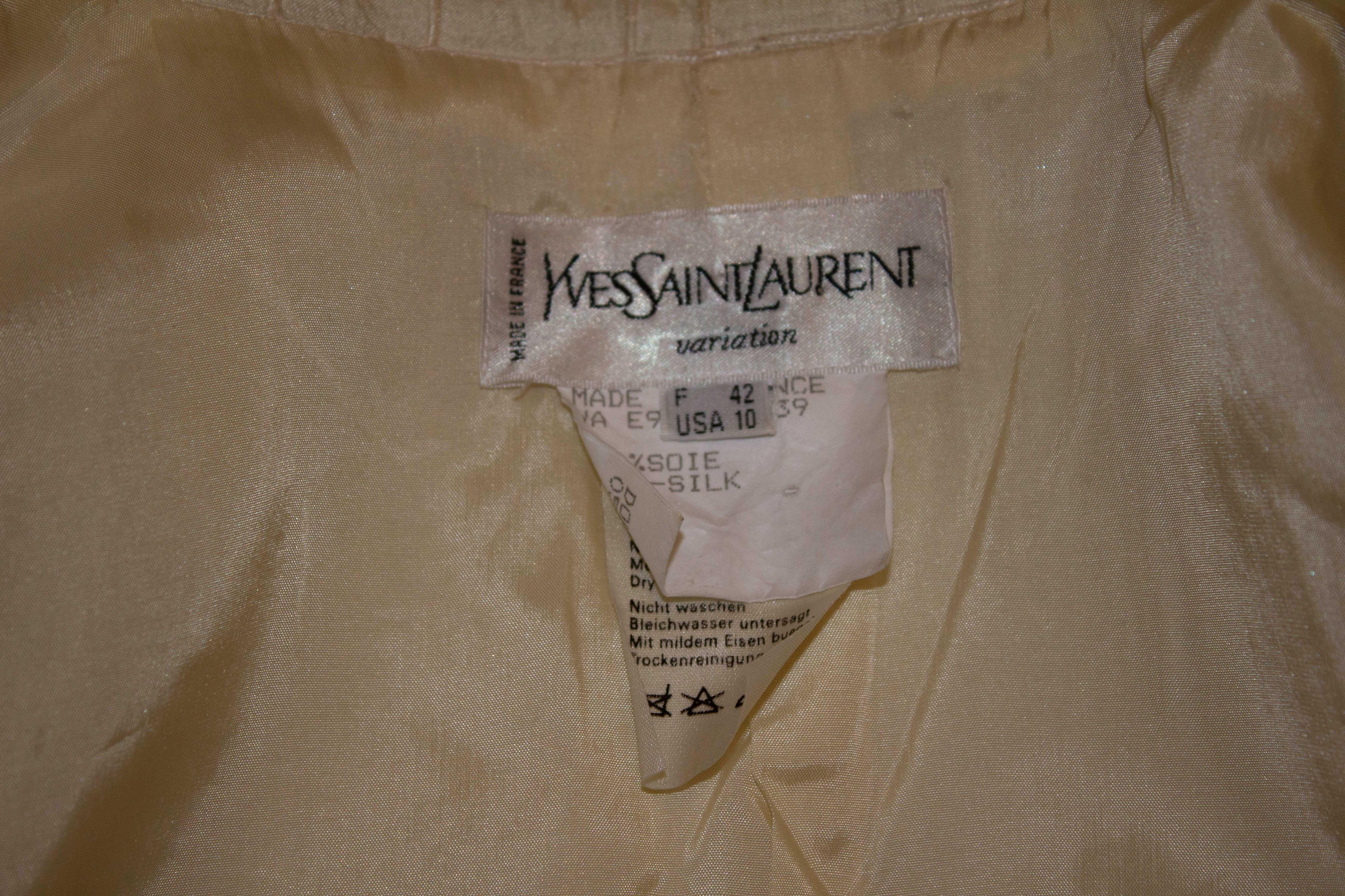 Yves Saint Laurent White Silk Jacket with Stitch Detail 2