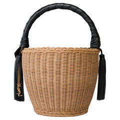 Sac en osier et cuir noir Yves Saint Laurent , GHW