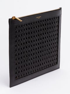 Yves Saint Laurent Wicker Clutch Black Brand New