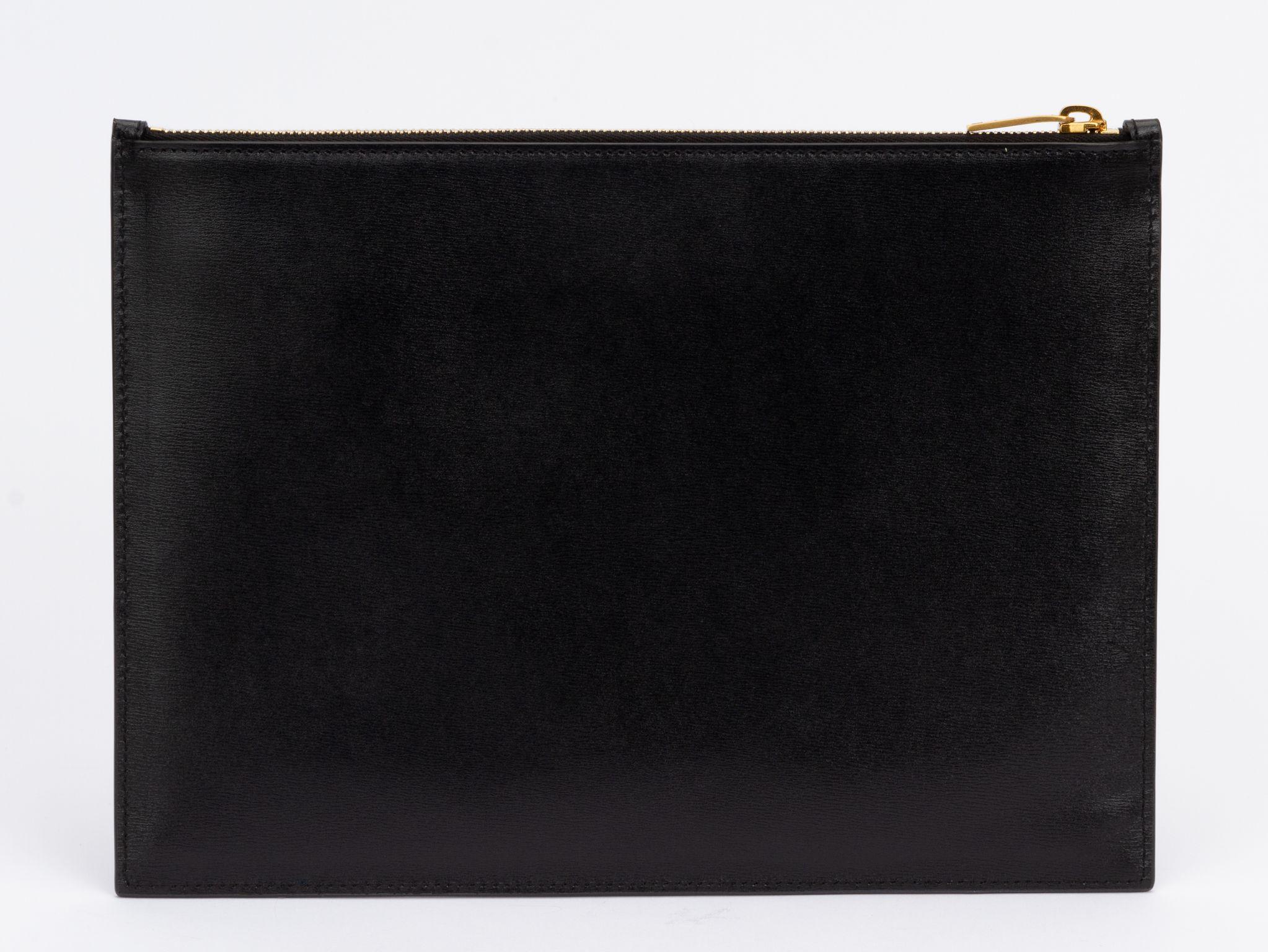 Yves Saint Laurent Wicker Clutch Black Brand New In New Condition For Sale In West Hollywood, CA