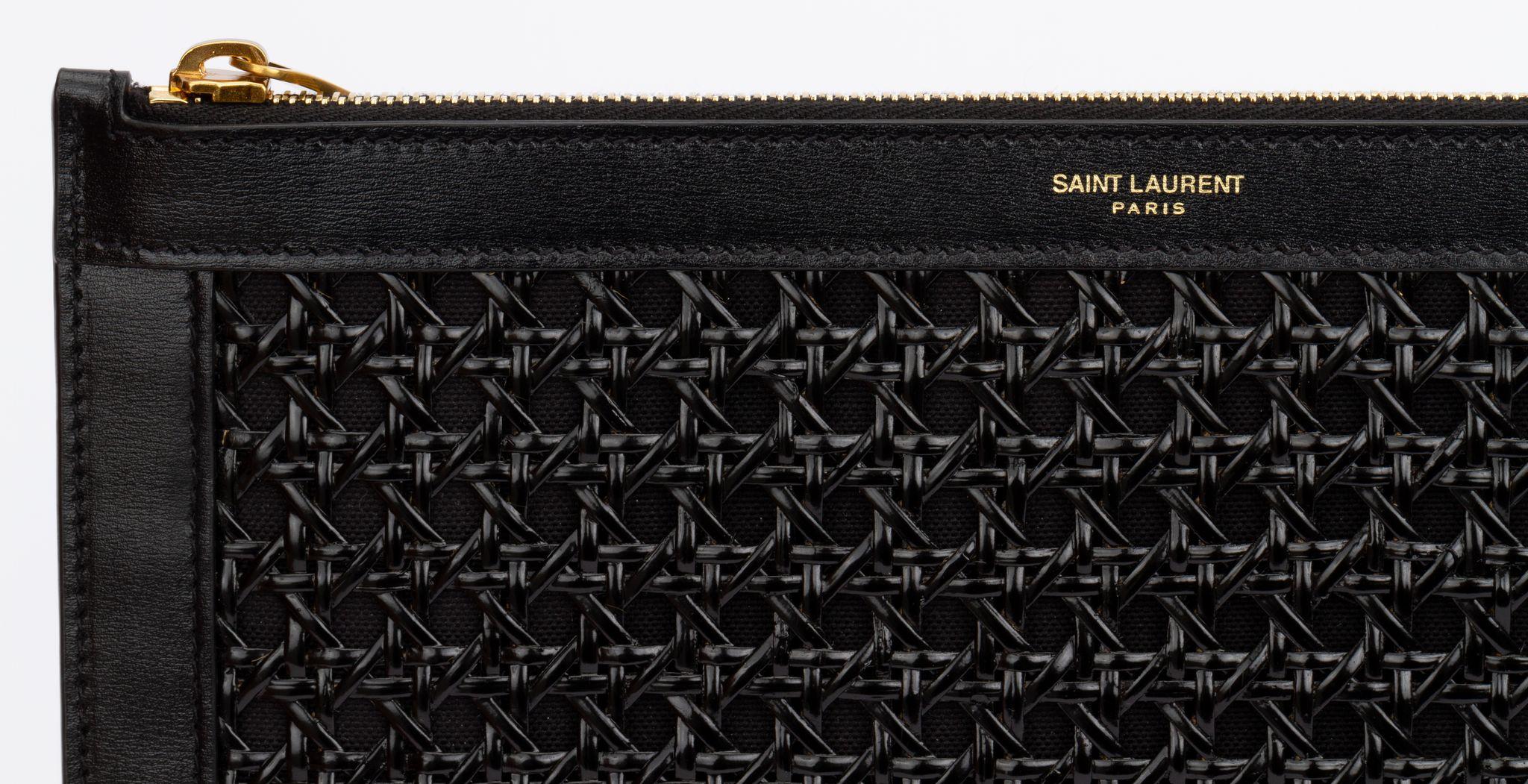 Yves Saint Laurent Wicker Clutch Black Brand New For Sale 1