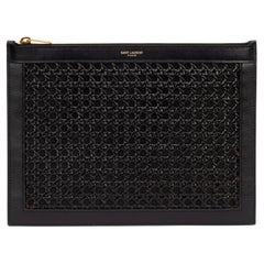 Yves Saint Laurent Wicker Clutch Black Brand New 