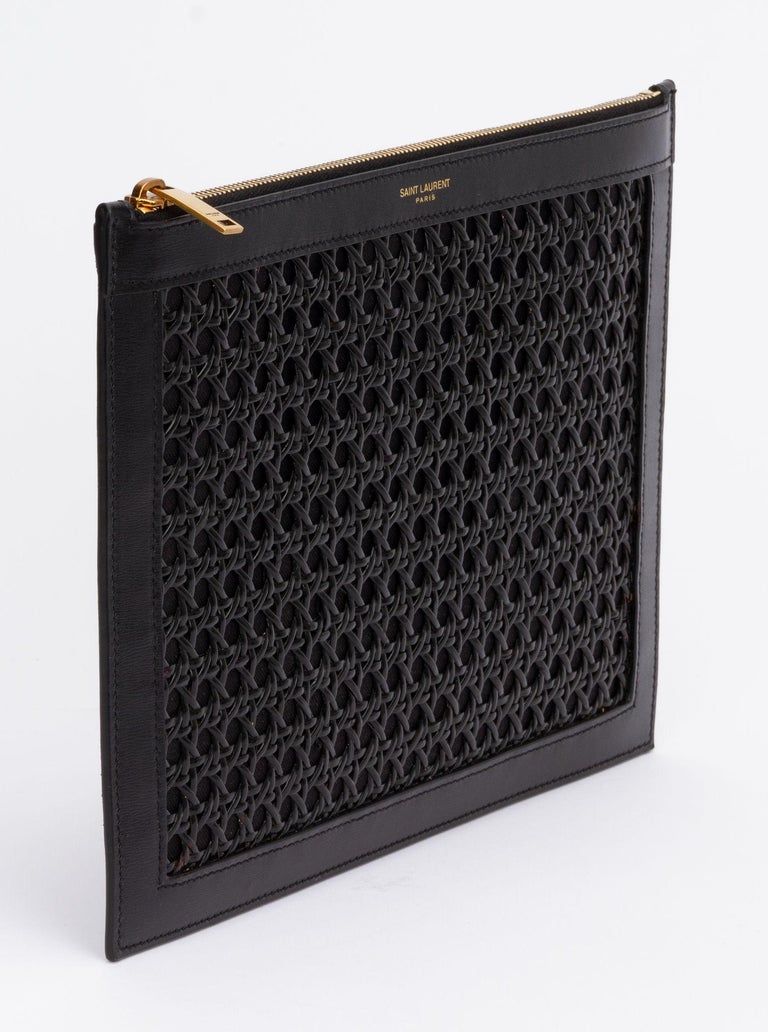 Ysl Rattan Yves Saint Laurent Wicker Clutch Black For Sale at 1stDibs