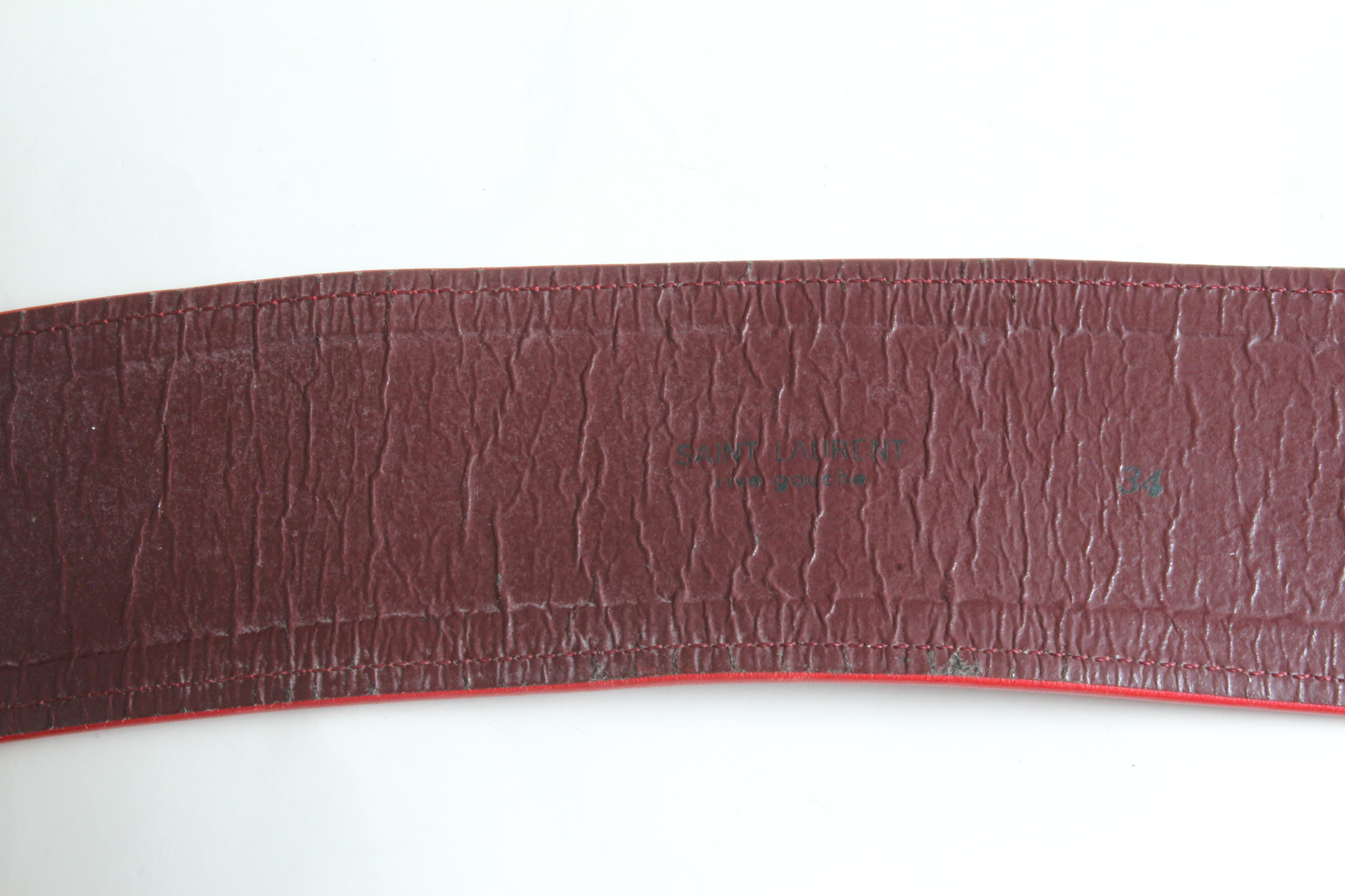 Yves Saint Laurent Wide Belt YSL Rive Gauche Red Leather Heart Vintage 70s Rare For Sale 4