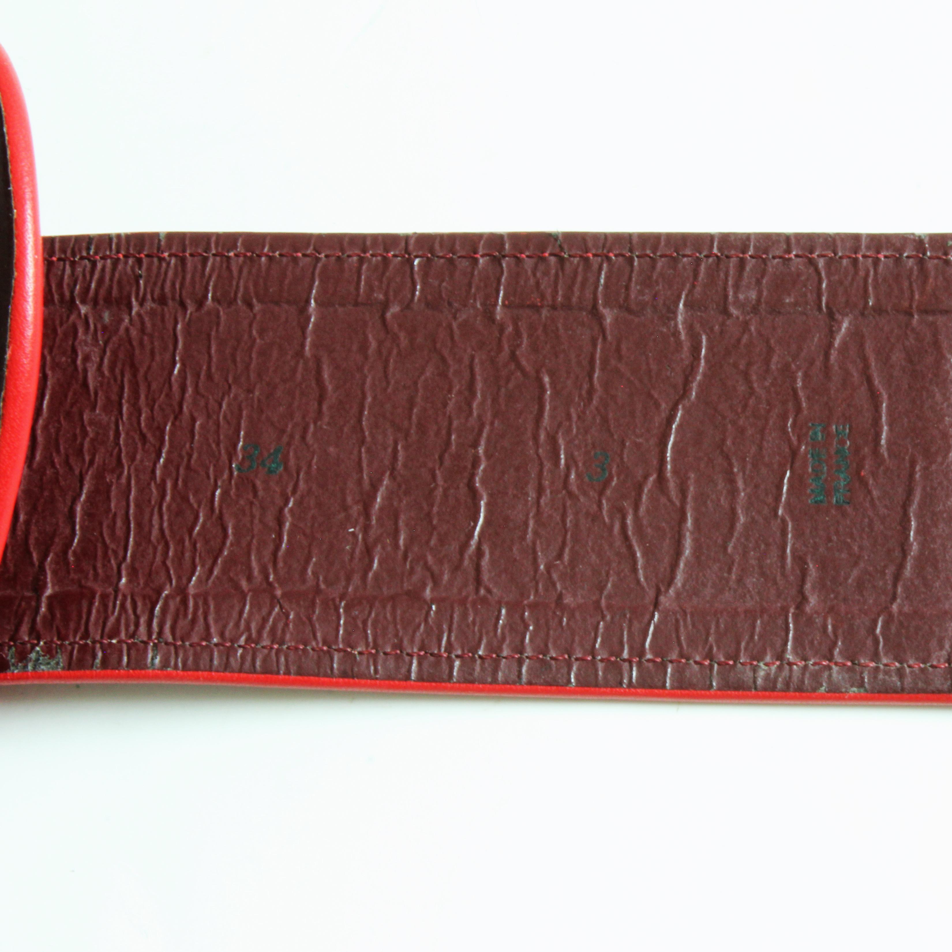Yves Saint Laurent Wide Belt YSL Rive Gauche Red Leather Heart Vintage 70s Rare For Sale 5