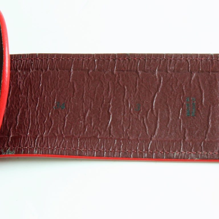 Yves Saint Laurent Wide Belt YSL Rive Gauche Red Leather 