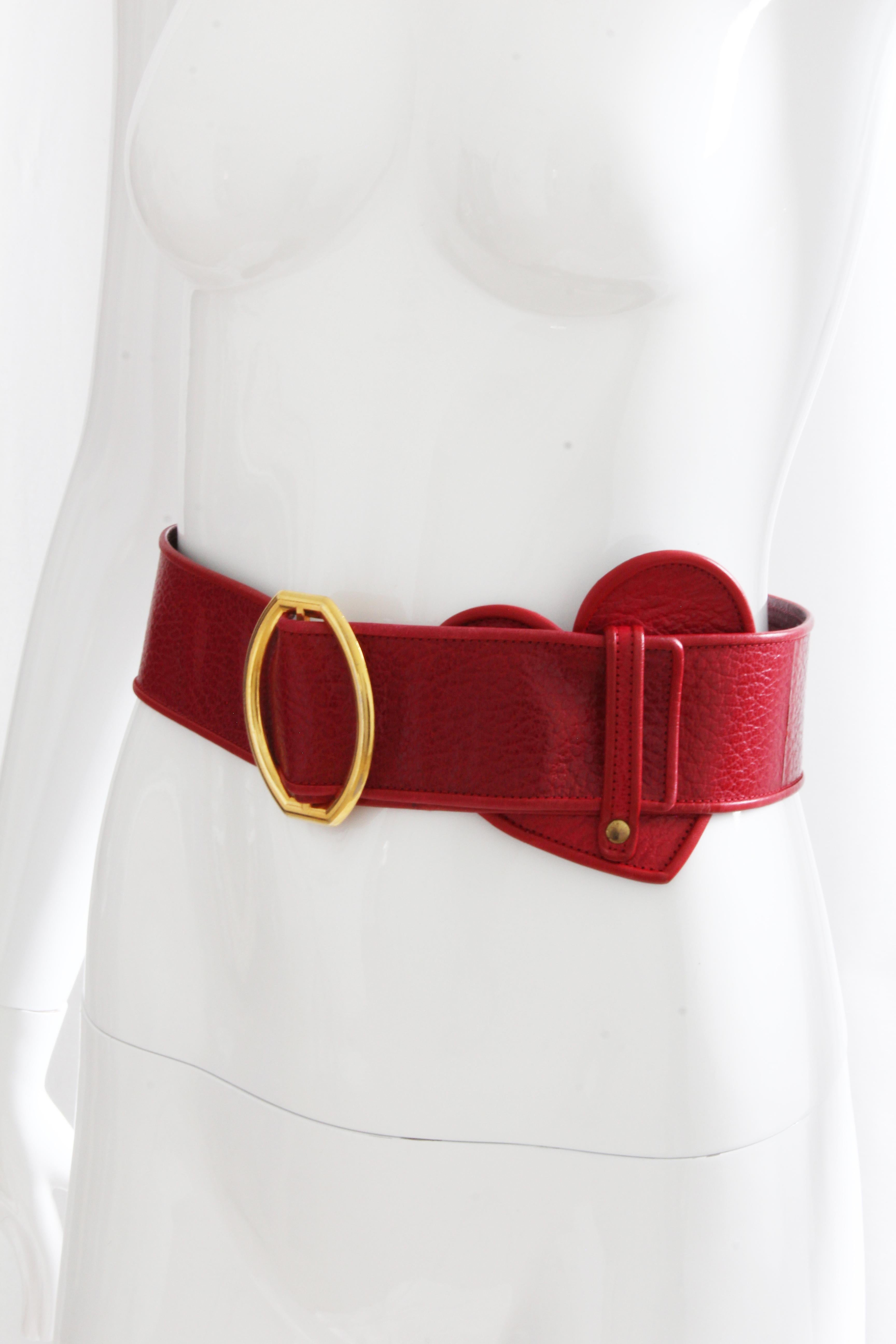 thin red leather belt