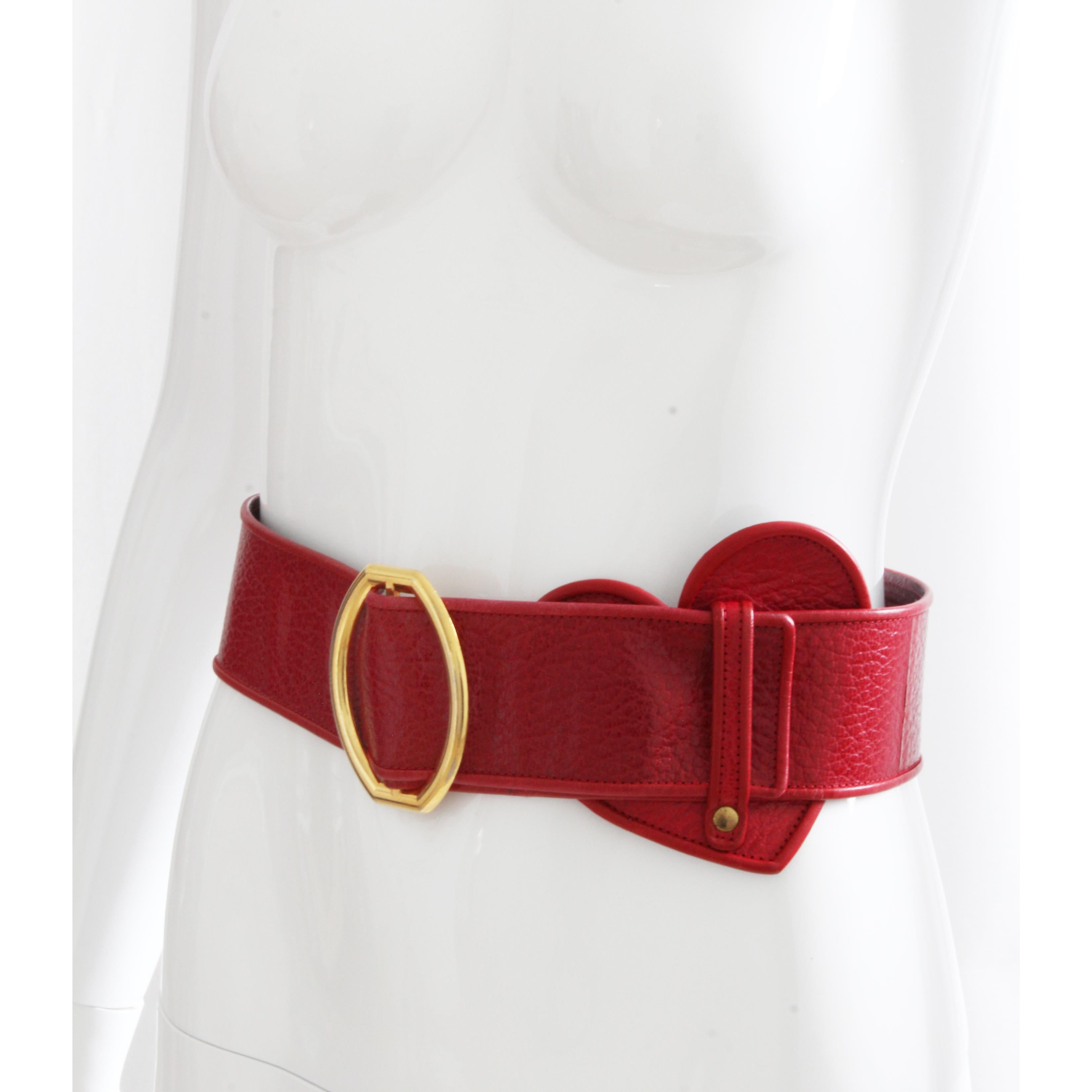 thin red leather belt