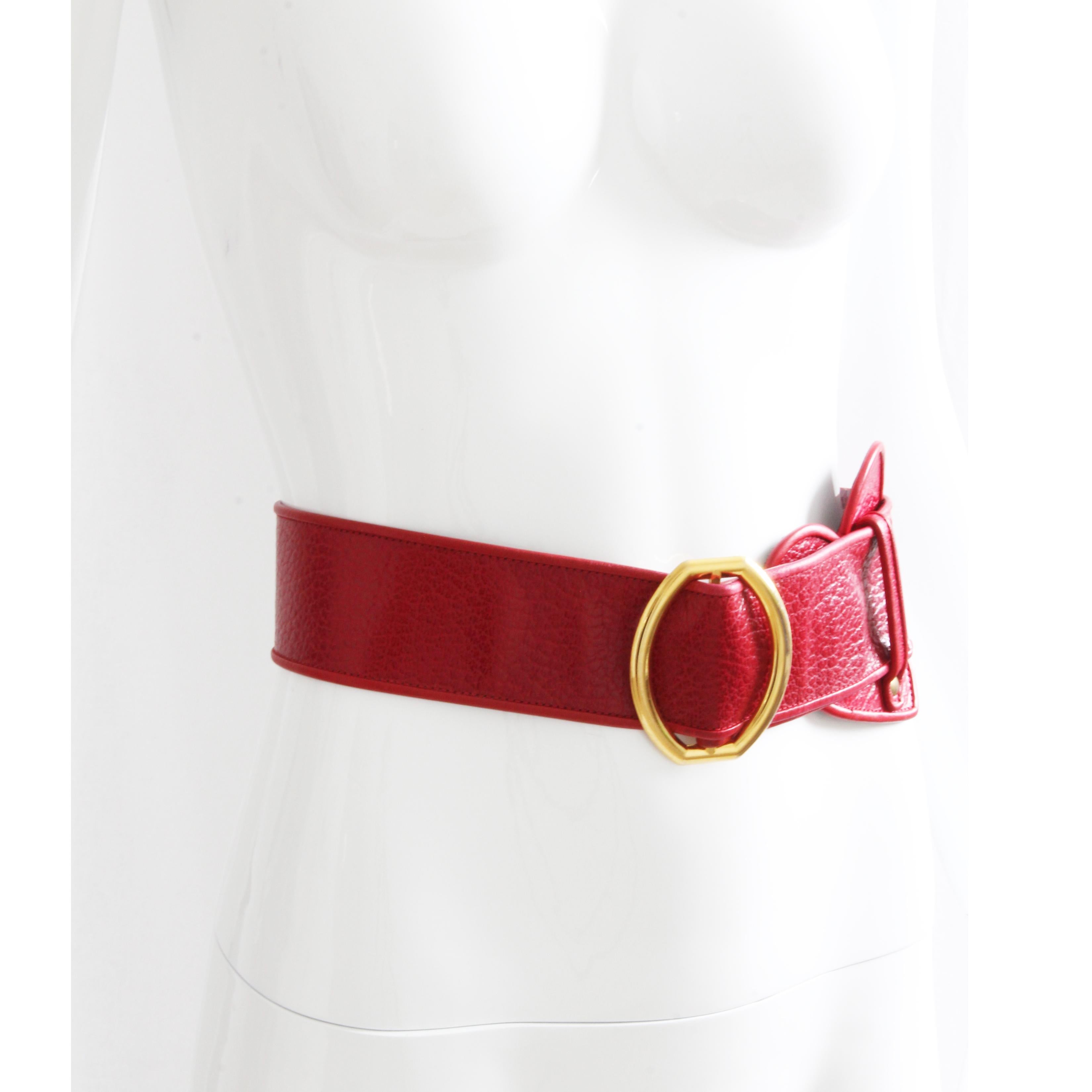 wide red leather belt