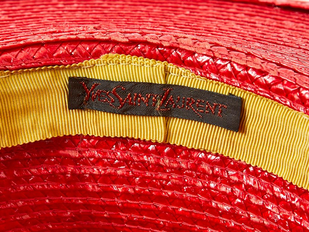Red Yves Saint Laurent Wide Brim Straw Hat