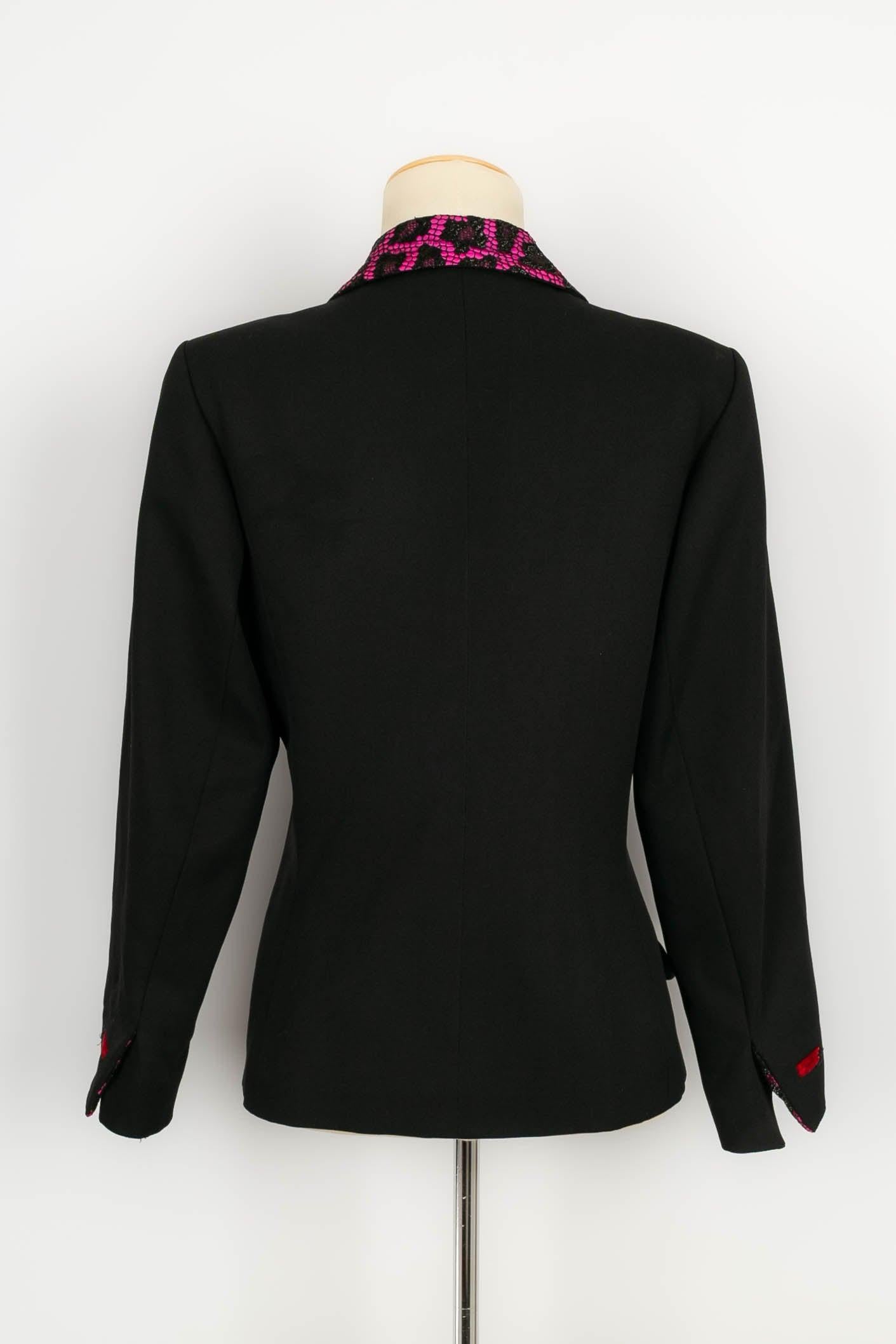 Yves Saint Laurent Winter  Black Wool and Lace Jacket, 1990 In Excellent Condition For Sale In SAINT-OUEN-SUR-SEINE, FR