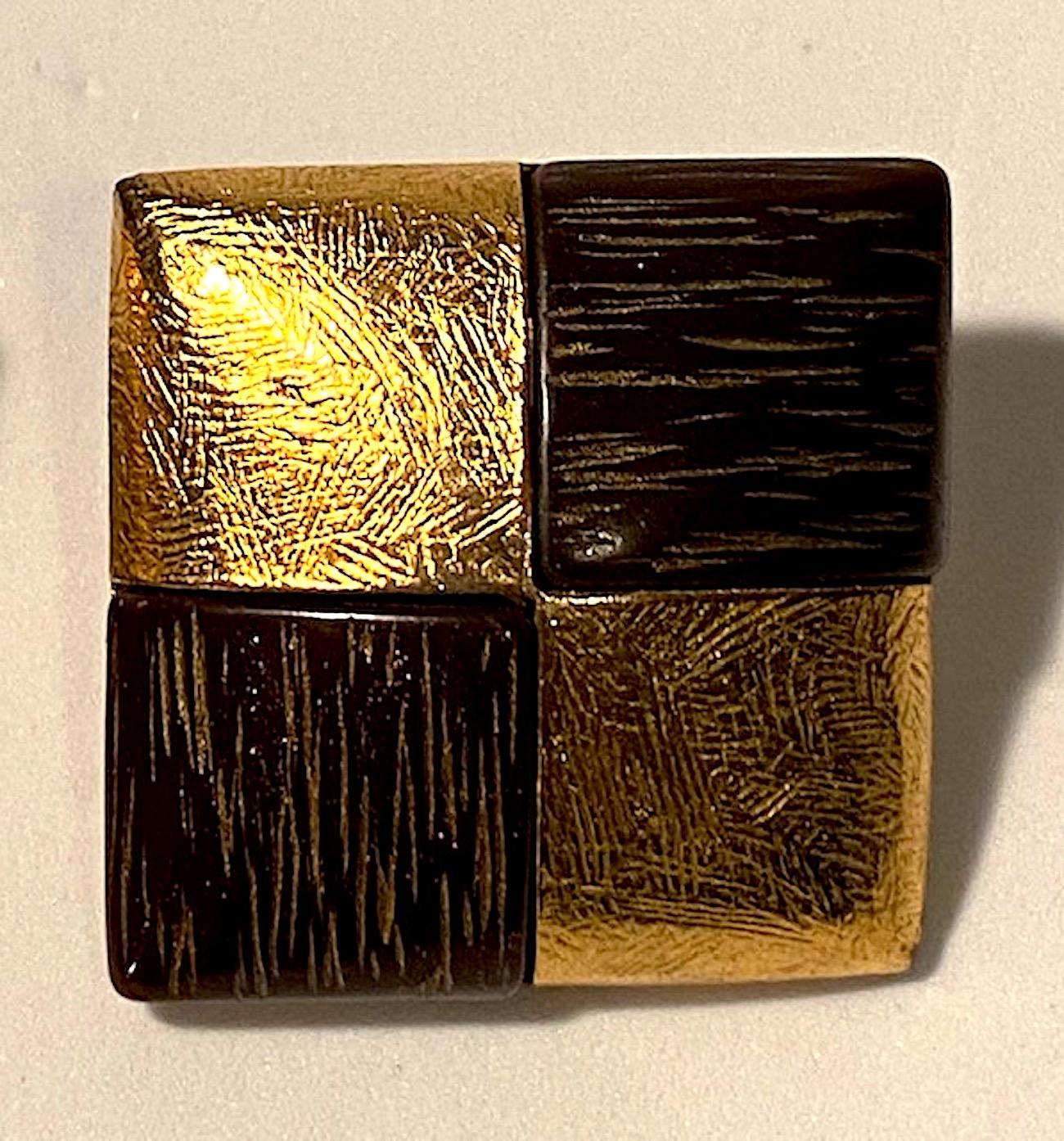 Yves Saint Laurent Wood & Gold Earrings 2