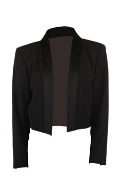 Yves Saint Laurent  wool and satin open cropped smoking tuxedo jacket, c.1980