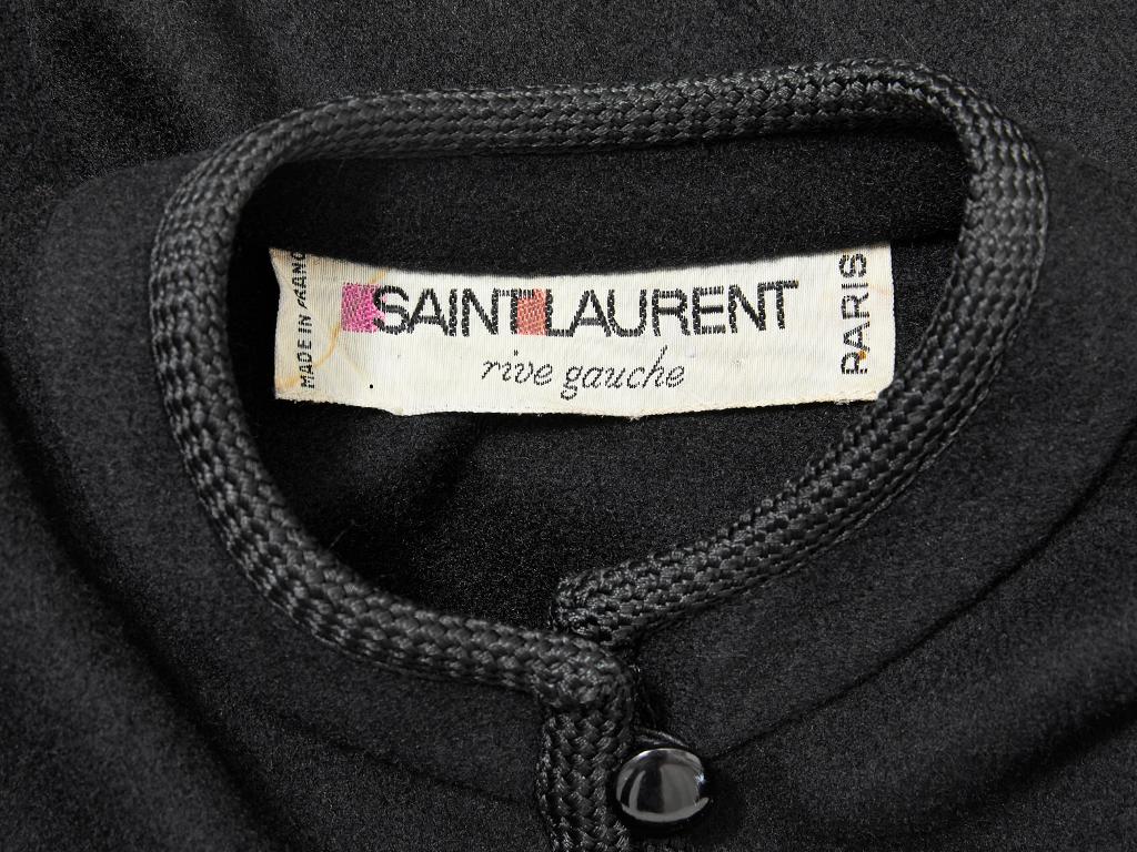 Black Yves Saint Laurent Wool Cape with Braided Trim