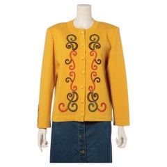 Yves Saint-Laurent Strickjacke aus Wolle in Senfgelb