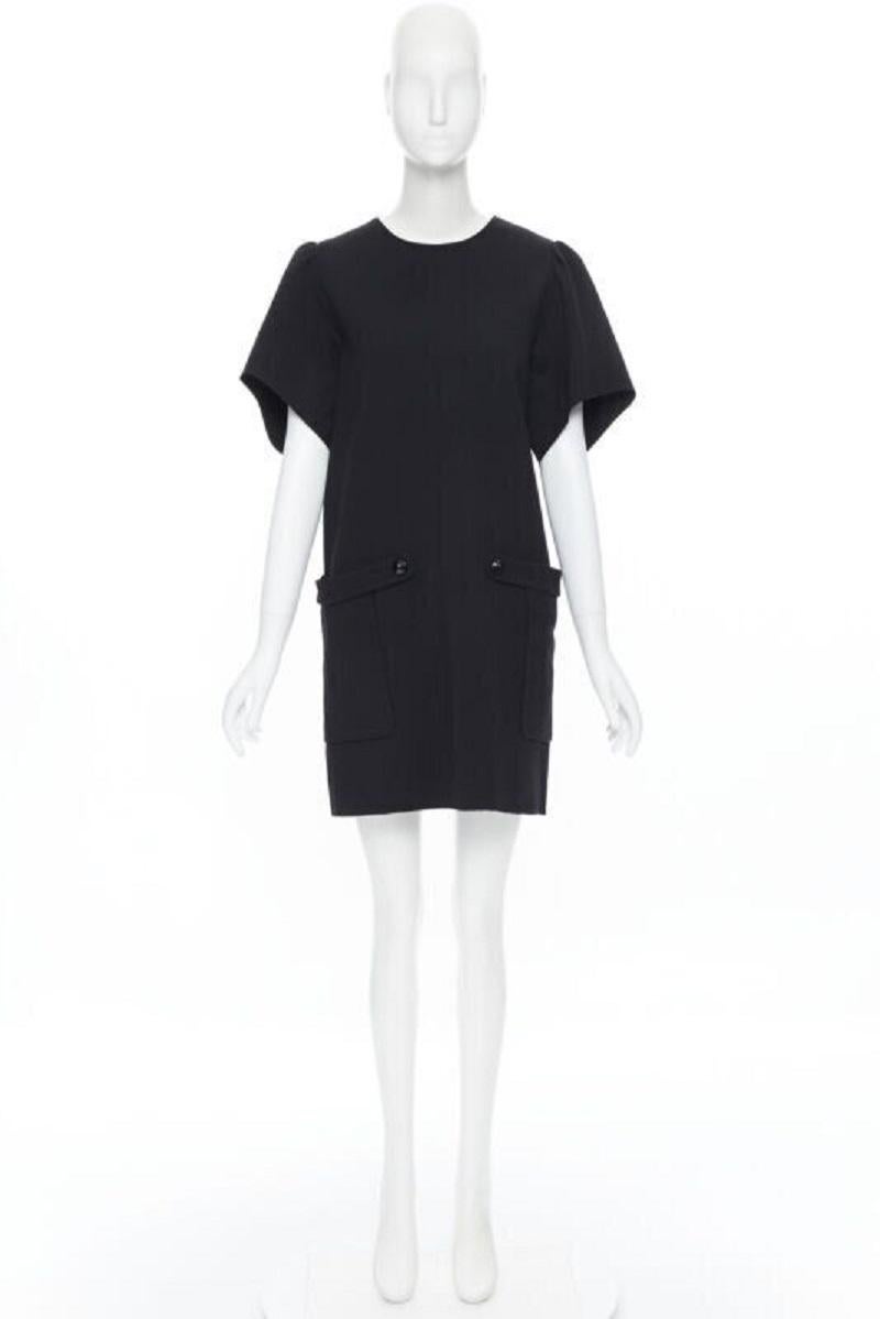 YVES SAINT LAURENT wool crepe cape sleeve dual pockets boxy dress FR38 For Sale 6