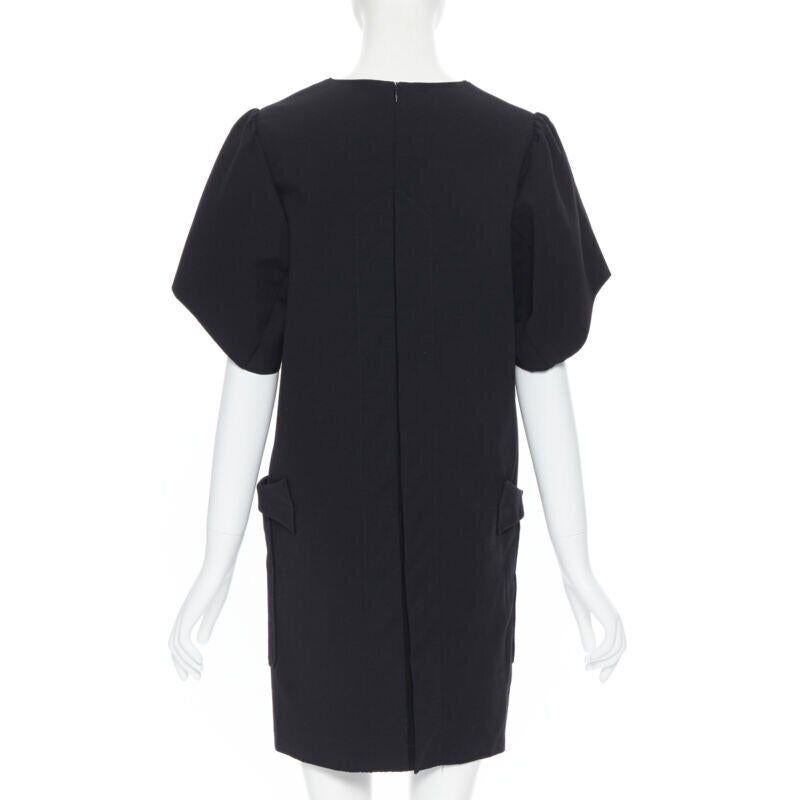 YVES SAINT LAURENT wool crepe cape sleeve dual pockets boxy dress FR38 For Sale 1