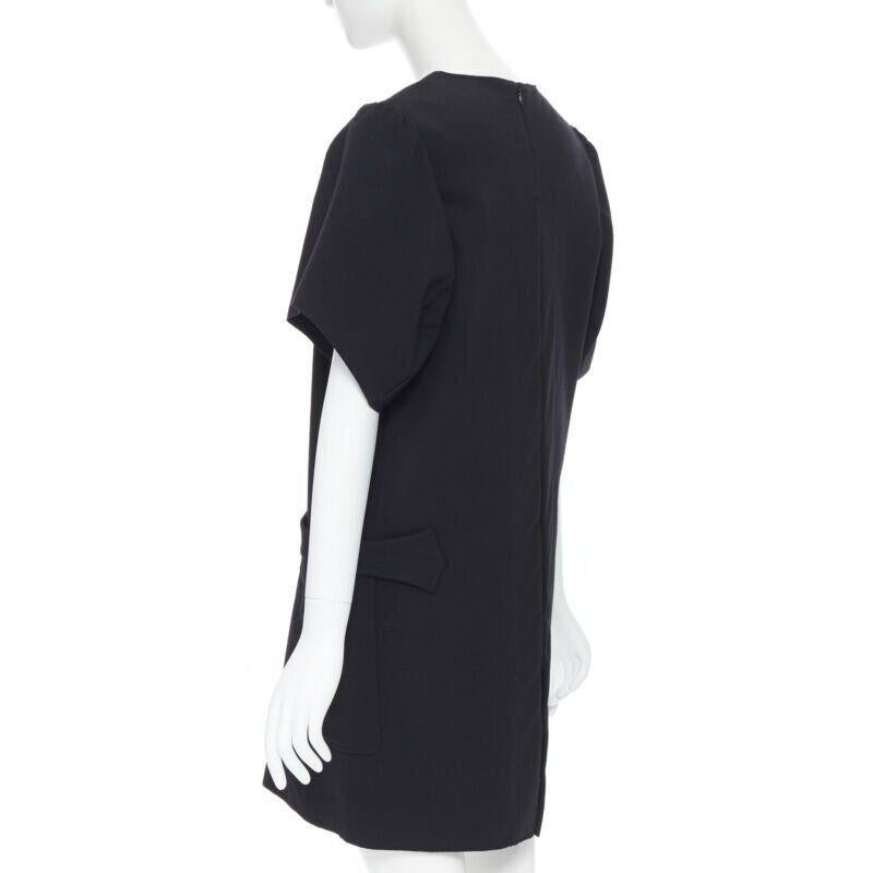 YVES SAINT LAURENT wool crepe cape sleeve dual pockets boxy dress FR38 For Sale 2