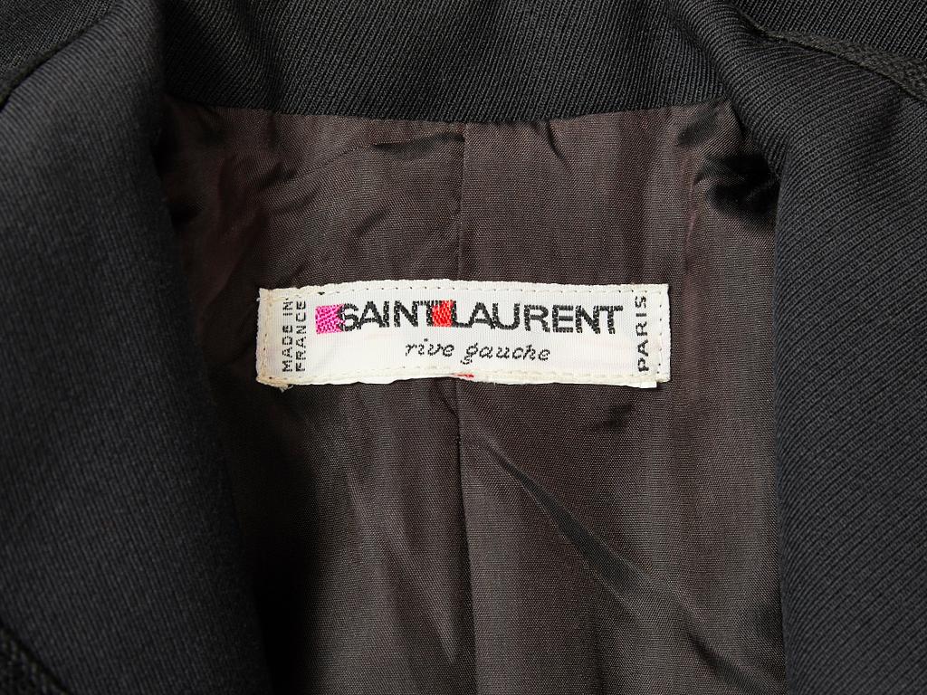 Black Yves Saint Laurent Wool Gaberdine Cropped Jacket