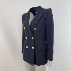 YVES SAINT LAURENT Wool Jacket in Navy Blue circa 1990, Made in France