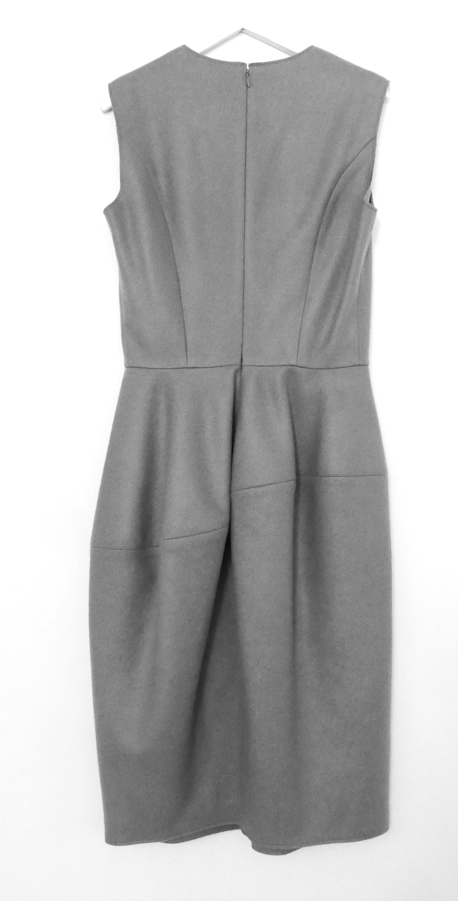 Gray Yves Saint Laurent x Stefano Pilati 2008 Grey Cashmere Bell Skirt Dress For Sale
