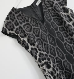 Yves Saint Laurent x Stefano Pilati 2009 Grey Leopard Silk Shift Dress