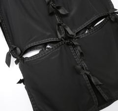 Yves Saint Laurent x Tom Ford 2003 Black Silk Tie Up Panelled Skirt