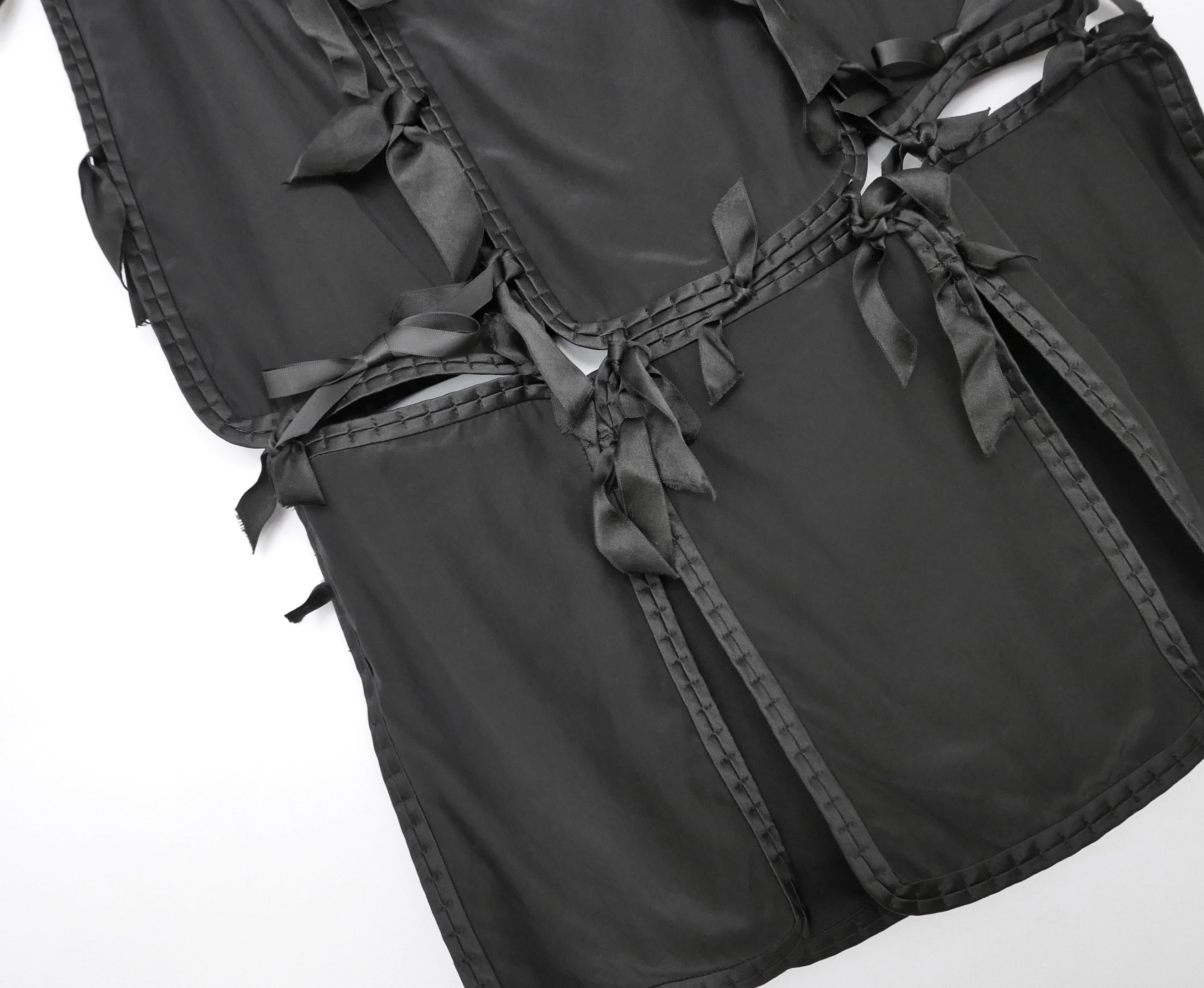 Women's Yves Saint Laurent x Tom Ford 2003 Black Silk Tie Up Panelled Skirt  For Sale