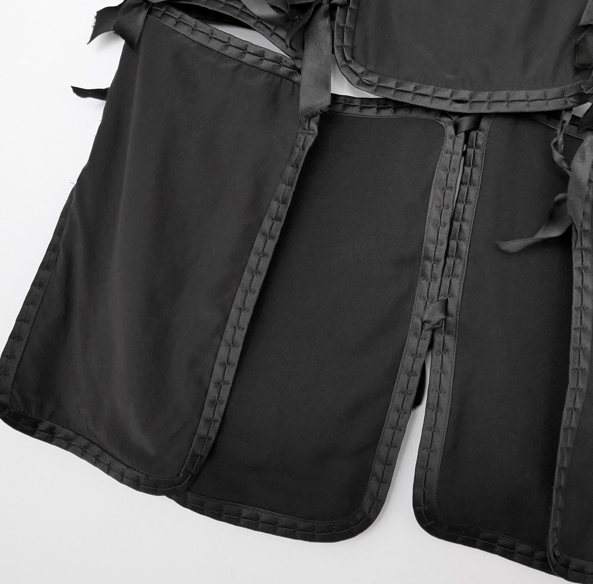 Yves Saint Laurent x Tom Ford 2003 Black Silk Tie Up Panelled Skirt For Sale 3