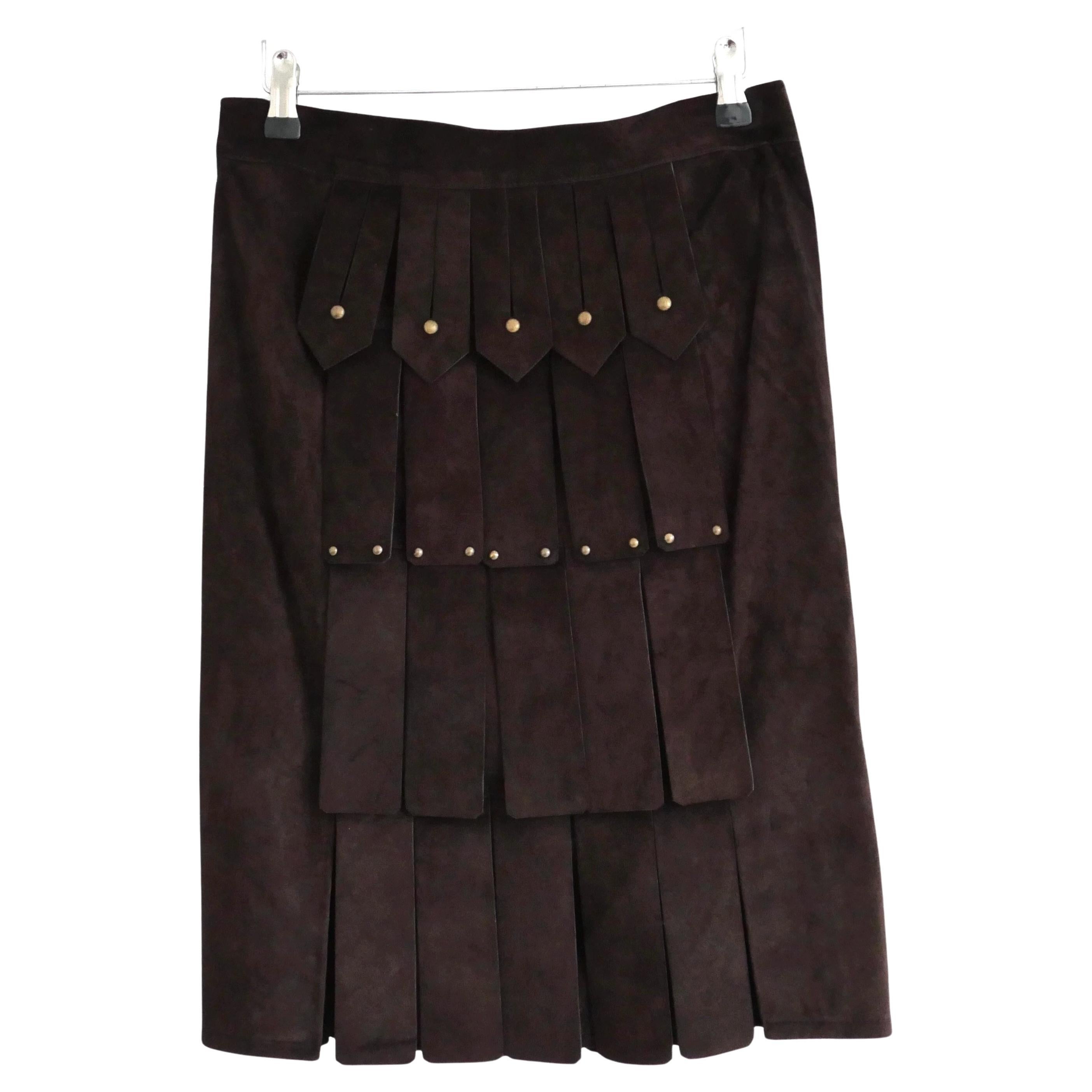 Yves Saint Laurent x Tom Ford Suede Gladiator Skirt For Sale