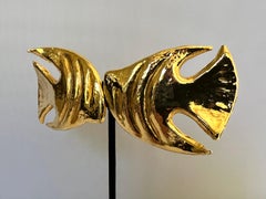 Yves Saint Laurent XL Gold Fish Earrings