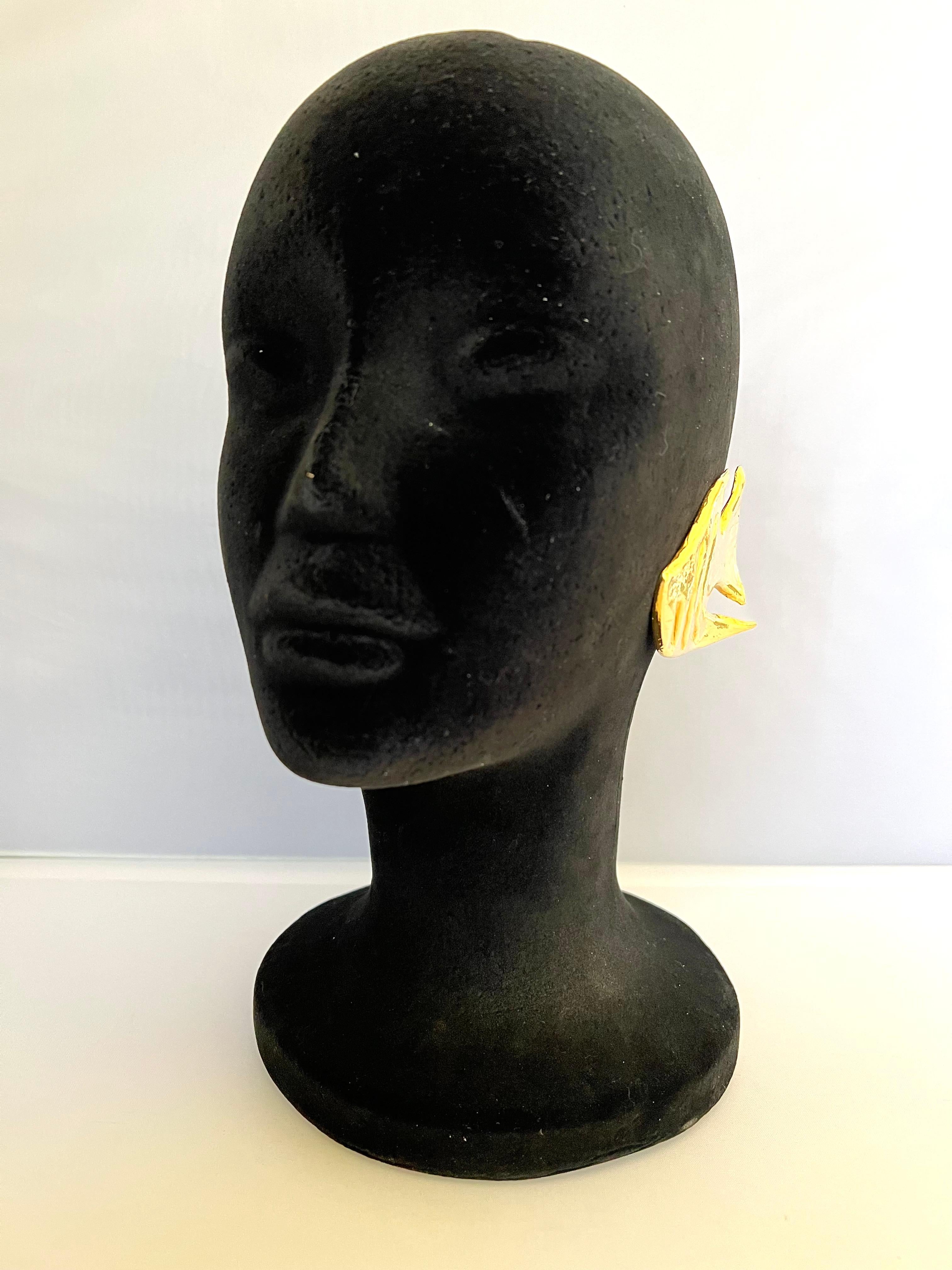 Yves Saint Laurent XL Gold Fish Earrings  In Excellent Condition In Palm Springs, CA