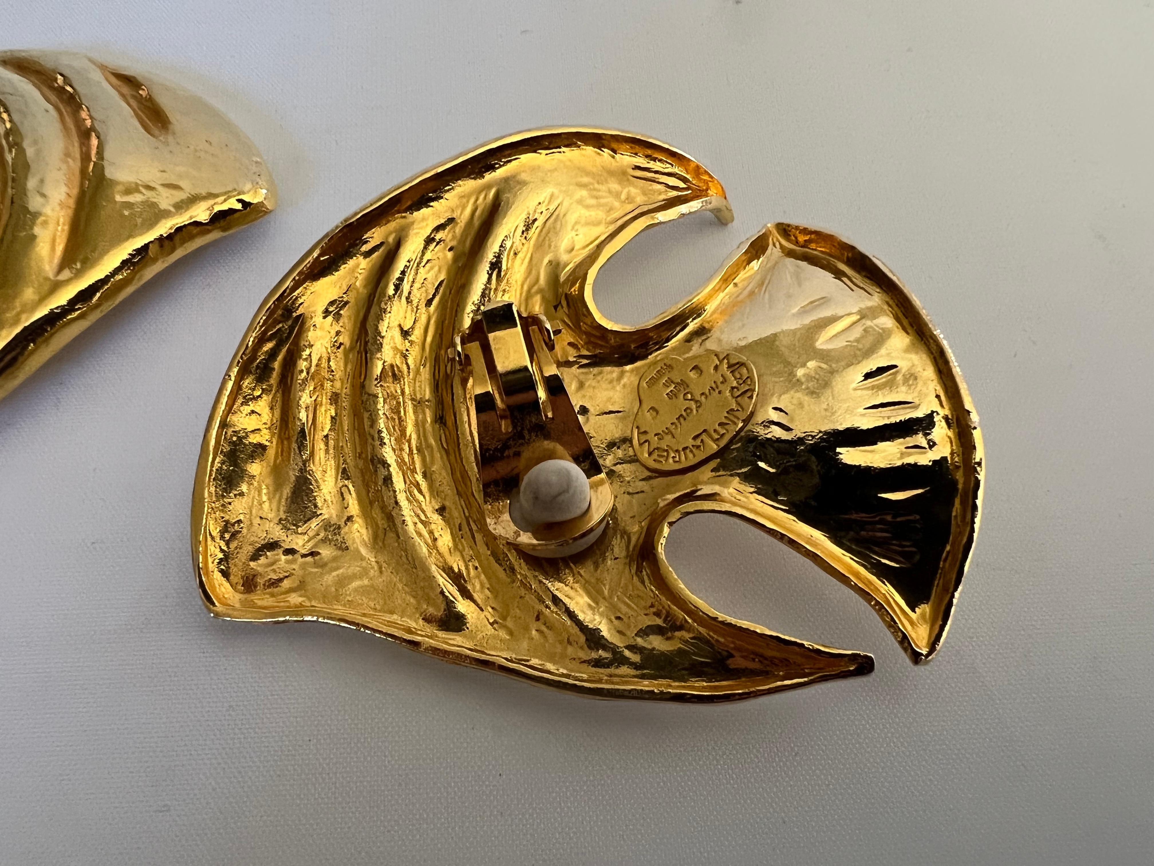 Yves Saint Laurent XL Gold Fish Earrings  1