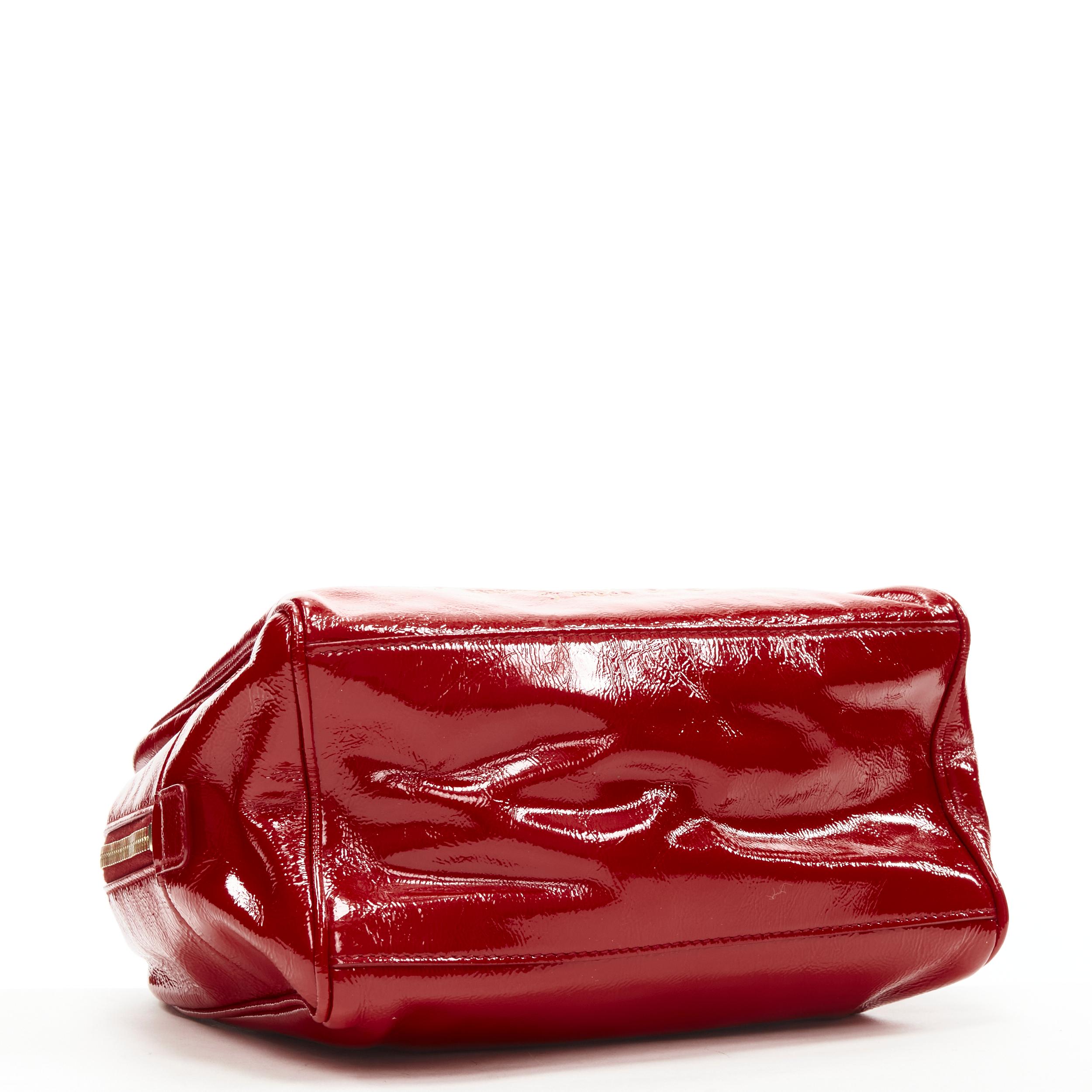 Women's YVES SAINT LAURENT Y-Mail red crinkled patent leather gold letter print bag