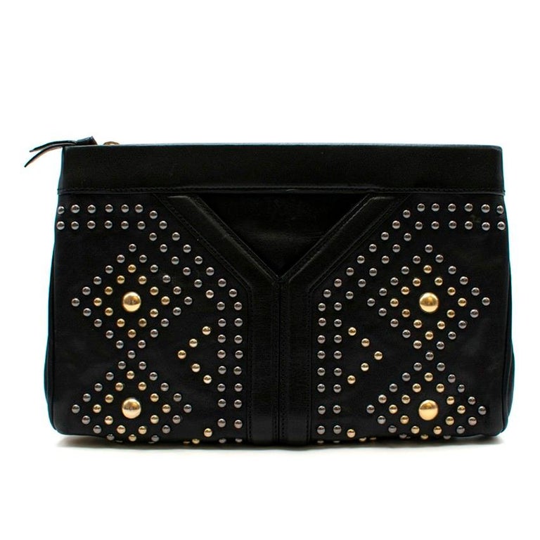 Yves Saint Laurent Y Rock leather clutch For Sale at 1stDibs