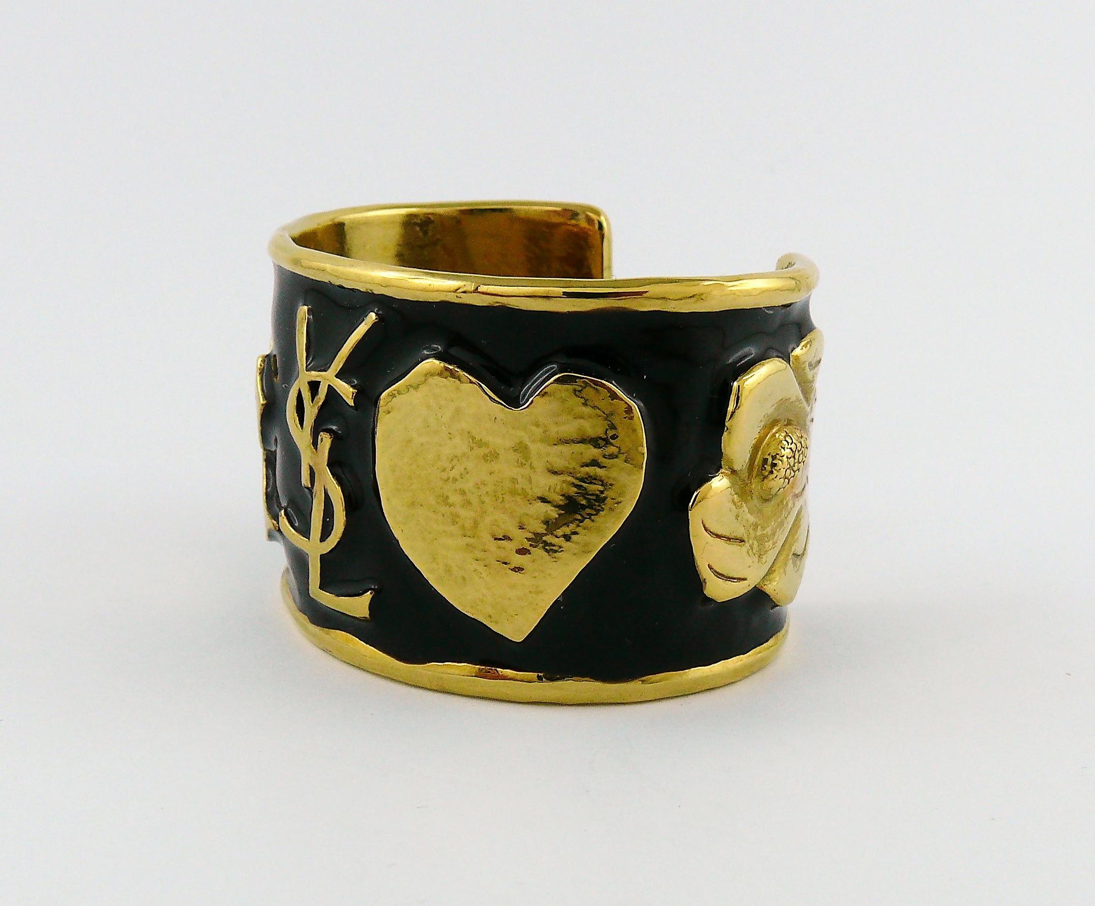 Yves Saint Laurent Ycons Enamel Logo Cuff Bracelet 2