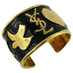 Yves Saint Laurent Ycons Enamel Logo Cuff Bracelet