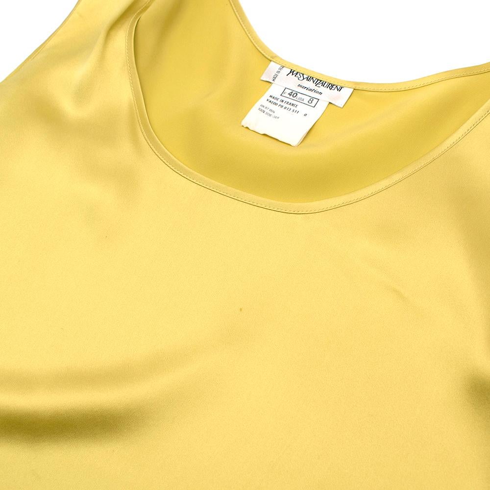 Women's or Men's Yves Saint Laurent Yellow Silk Satin Tank Top  - Size US 8 For Sale